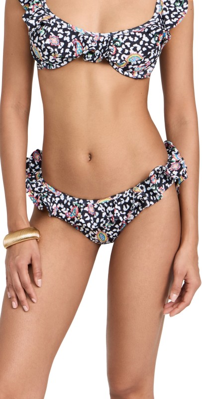 CAROLINE CONSTAS Lotus Bikini Bottoms Black Leopard Paisley