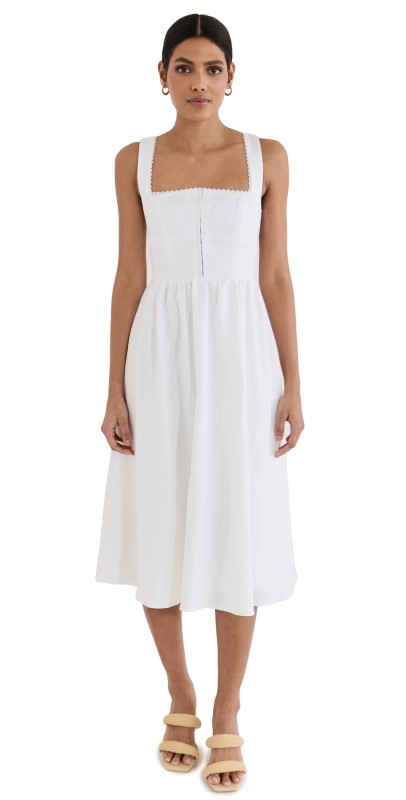 Reformation Tagliatelle Linen Dress White