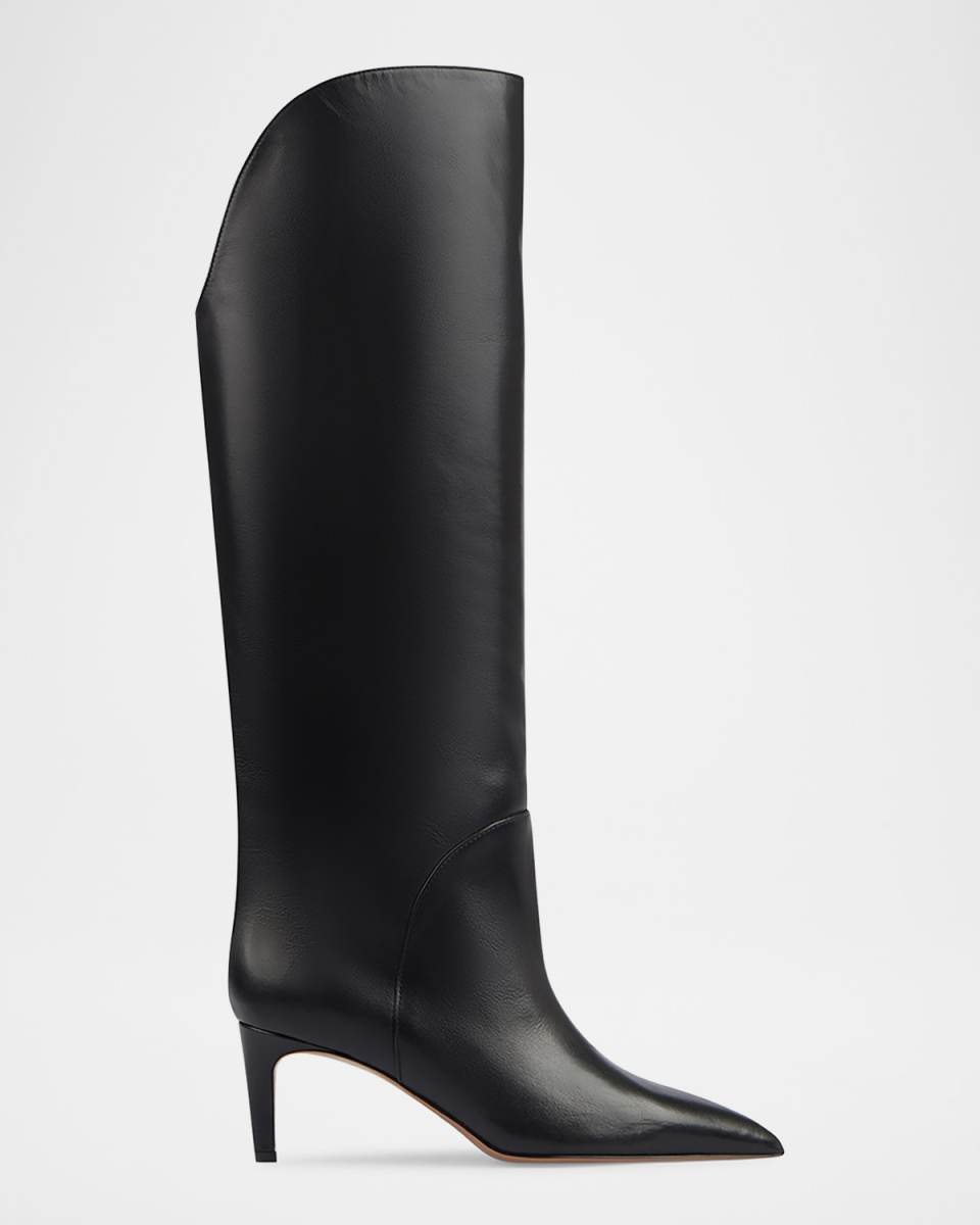Gaia Leather Point-Toe Knee Boots