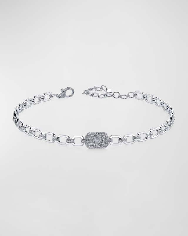 18K White Gold Essential Pave Baguette Diamond Choker
