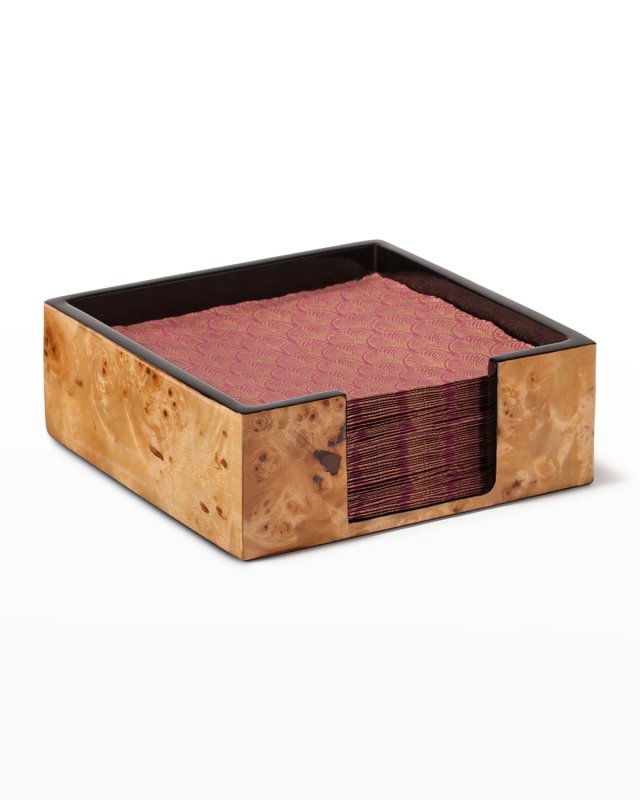 Burl Veneer Cocktail Napkin Holder