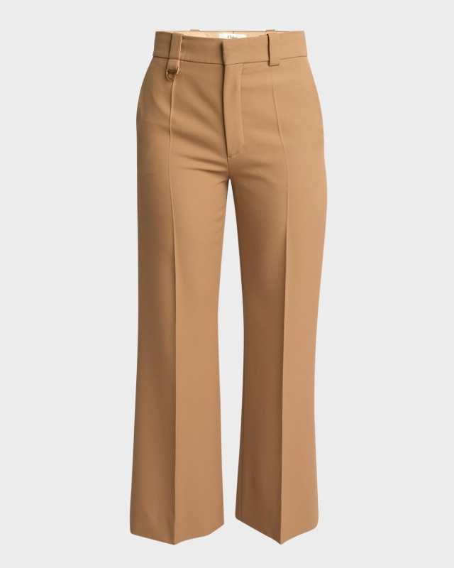 Mid-Rise Impact Wool Straight-Leg Ankle Trousers