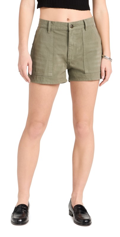 RE/DONE Military Mini Shorts Bayleaf
