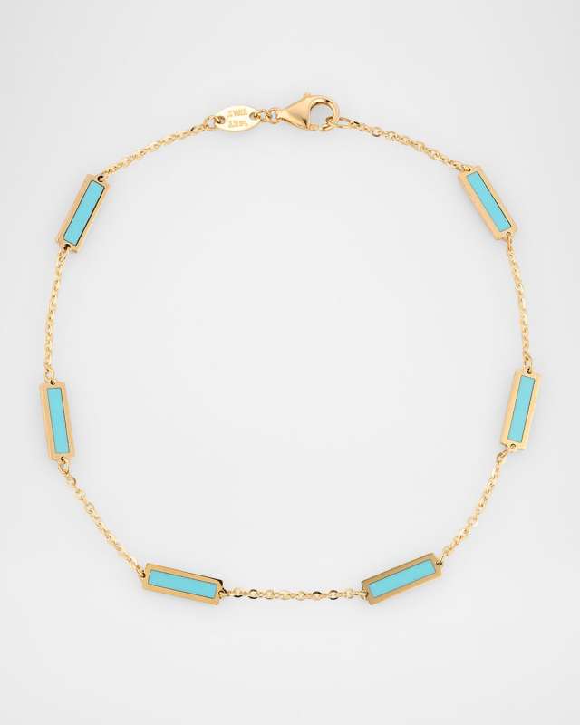 14K Yellow Gold Inlay Station Bracelet
