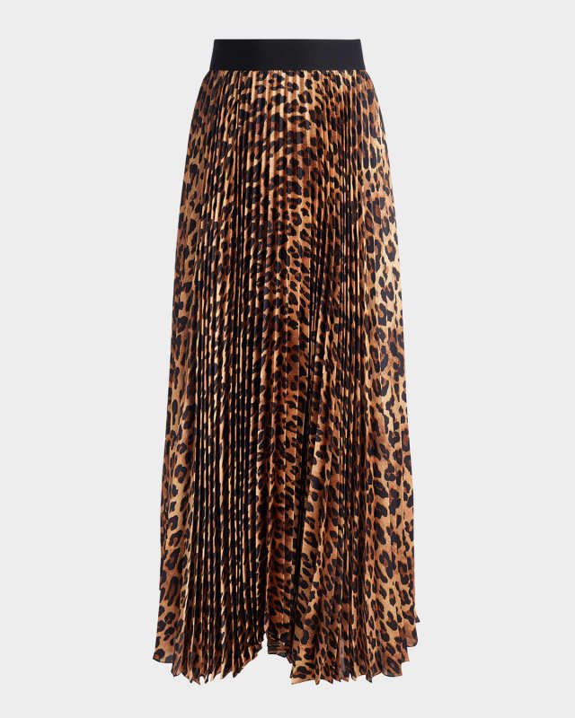 Katz Leopard Pleated Maxi Skirt
