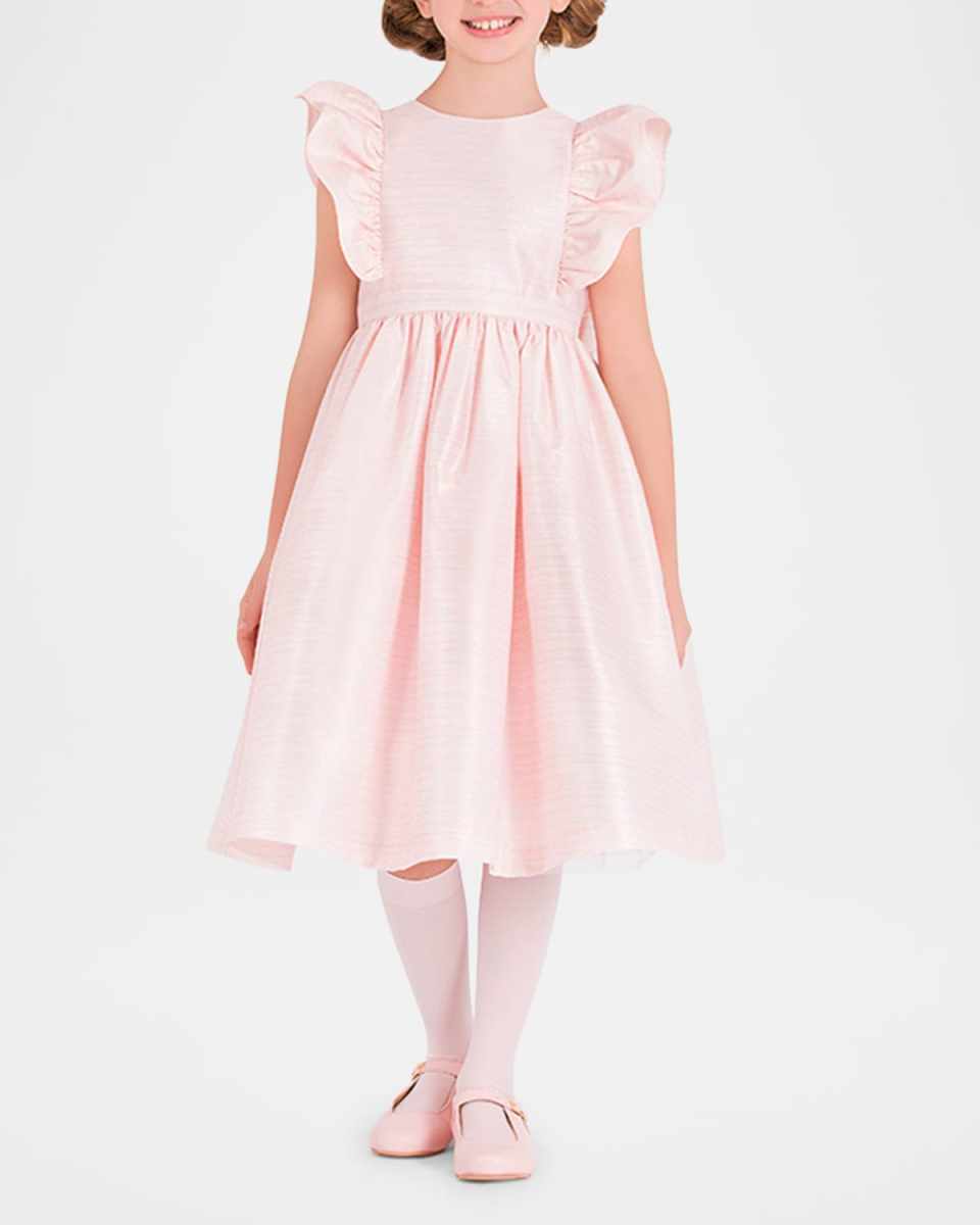 Girl's Shimmery Ruffle A-Line Dress, Size 3T-12