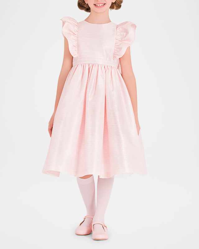 Girl's Shimmery Ruffle A-Line Dress, Size 3T-12