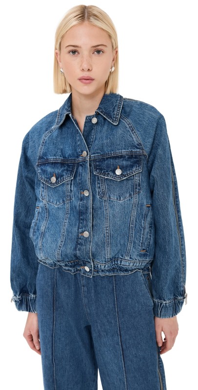 SIMKHAI Amie Zippered Sleeve Jacket Coronado