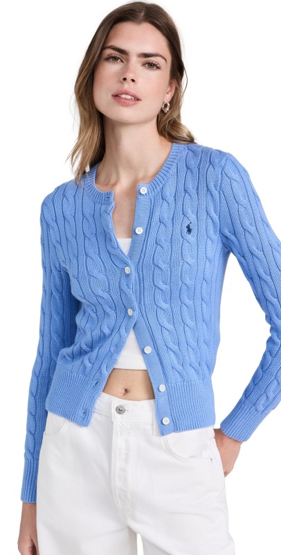 Polo Ralph Lauren Cotton Cable Long Sleeve Cardigan New Litchfield Blue