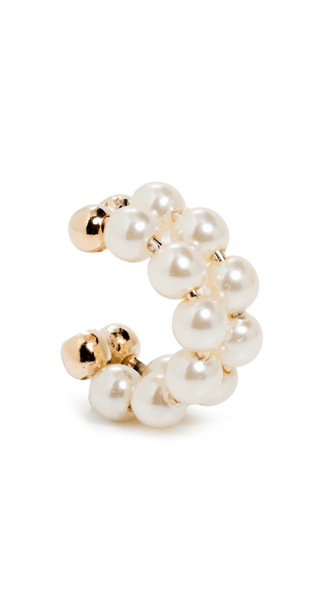 SHASHI Pema Double Ear Cuff Pearl