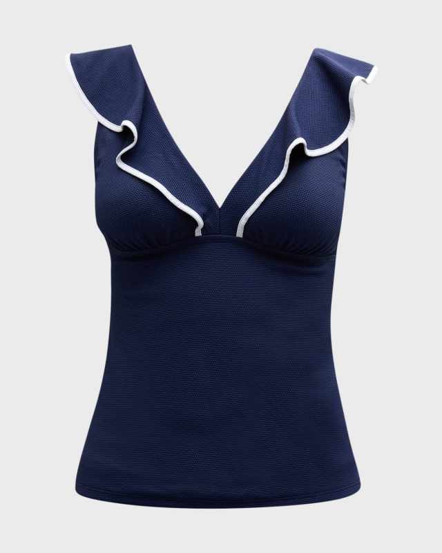 Island Cays Cabana Ruffle Tankini Swim Top