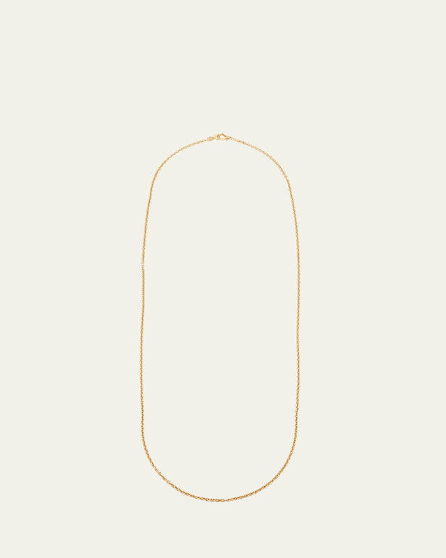 Plain Meditation Bell Necklace in 18K Yellow Gold, 32"L