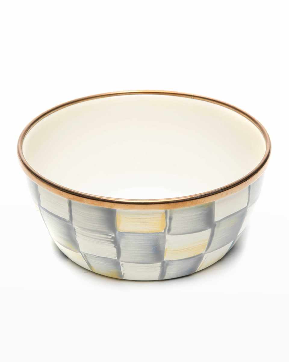 4.5" Sterling Check Enamel Pinch Bowl