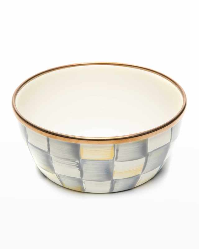 4.5" Sterling Check Enamel Pinch Bowl