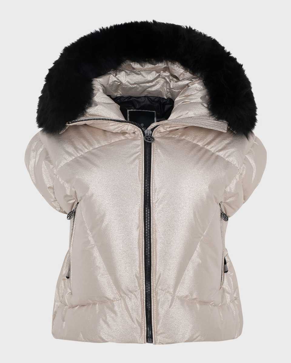 Apres-Ski Vest with Detachable Toscana Lamb Shearling Hood Tri