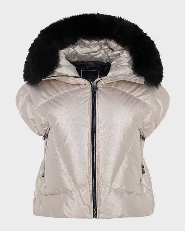 Apres-Ski Vest with Detachable Toscana Lamb Shearling Hood Tri