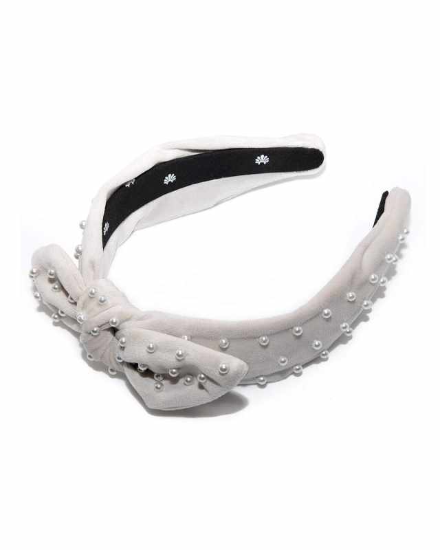 Pearly Velvet Knot Bow Headband