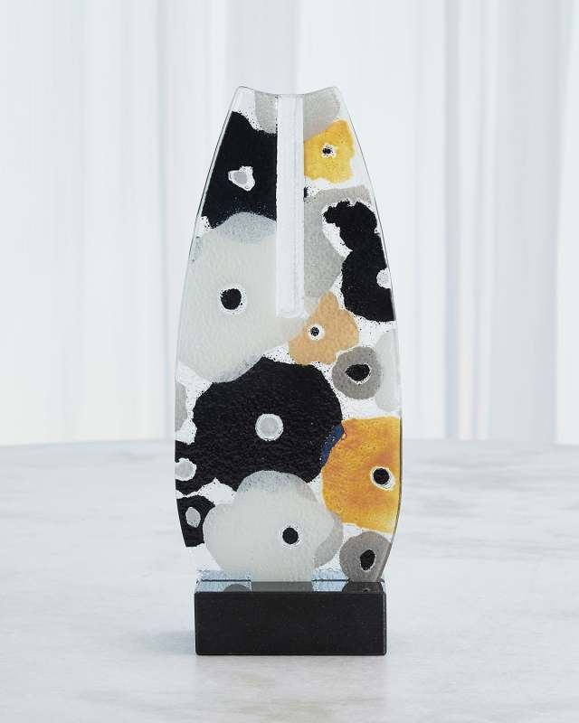 Fused Floral Flat Vase - 15"