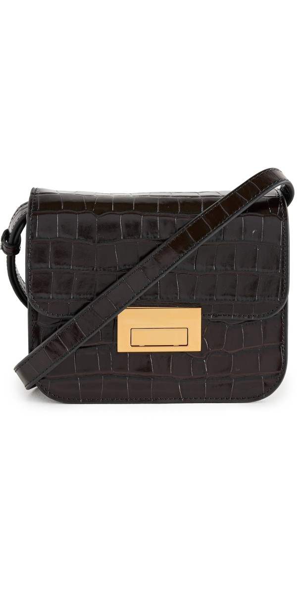 Loeffler Randall Desi Leather Flap Crossbody Ebony