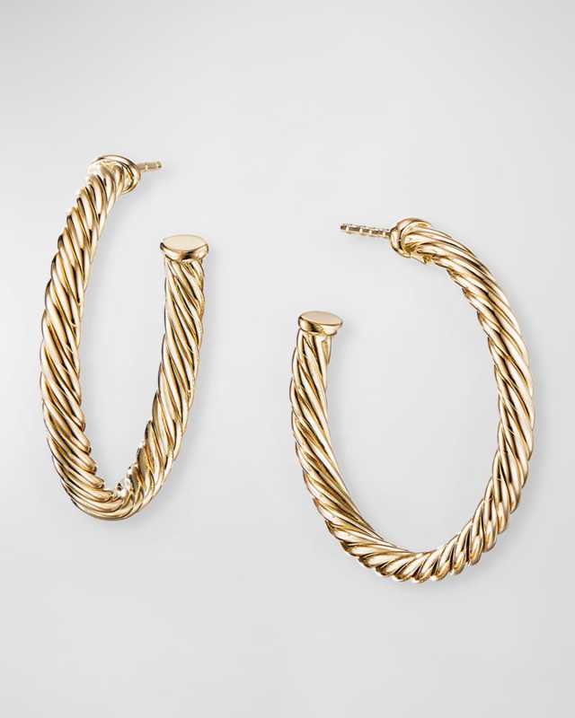 18k Cablespira Hoop Earrings, 1"