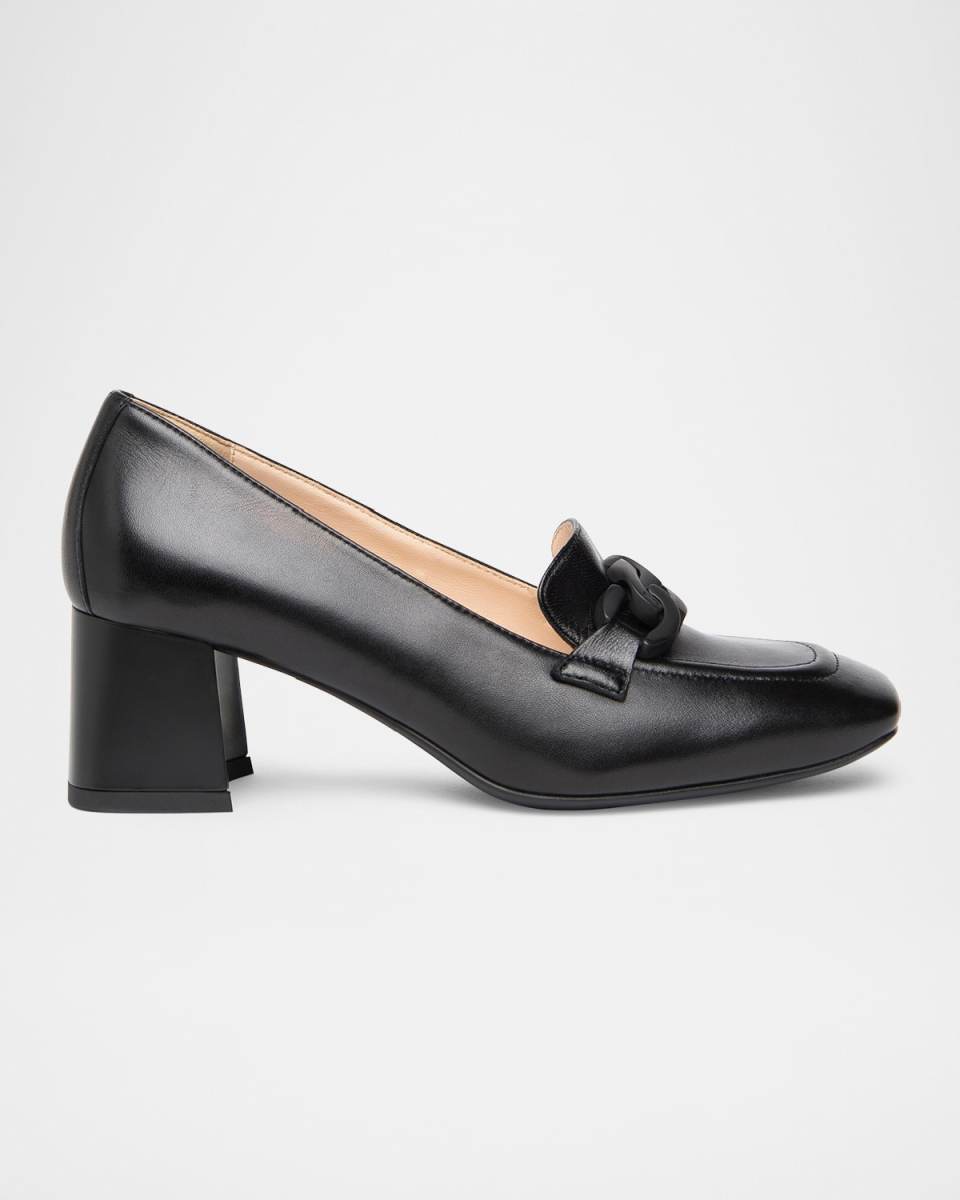 Chain Leather Loafer Pumps