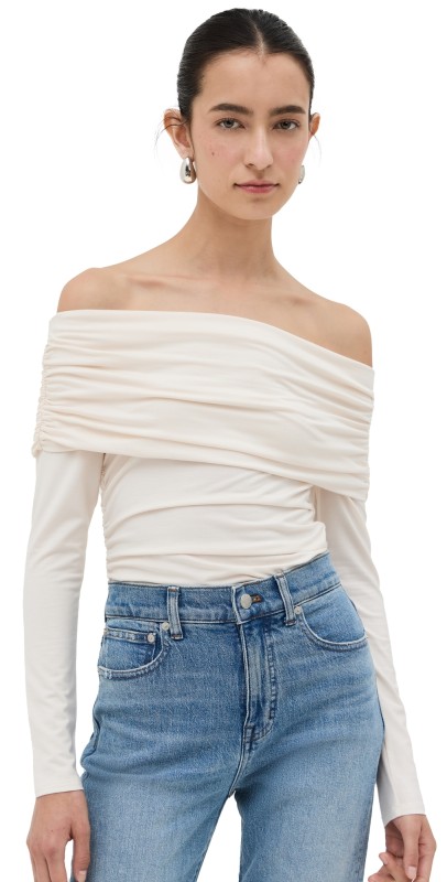 Reformation Florentina Knit Top Horchata