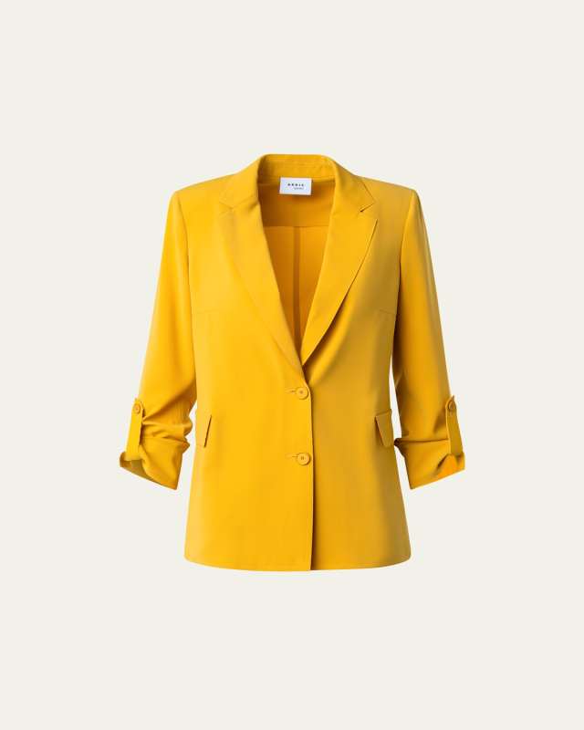 Crepe Blazer Jacket with Slouched Sleeves