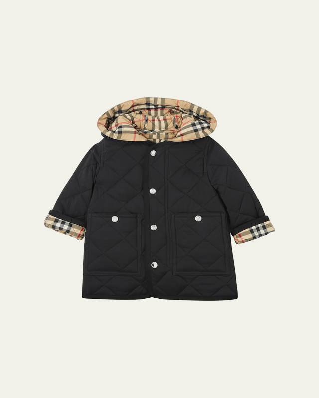 Kid's Reilly Diamond-Quilted Hooded Jacket, Size 6-12