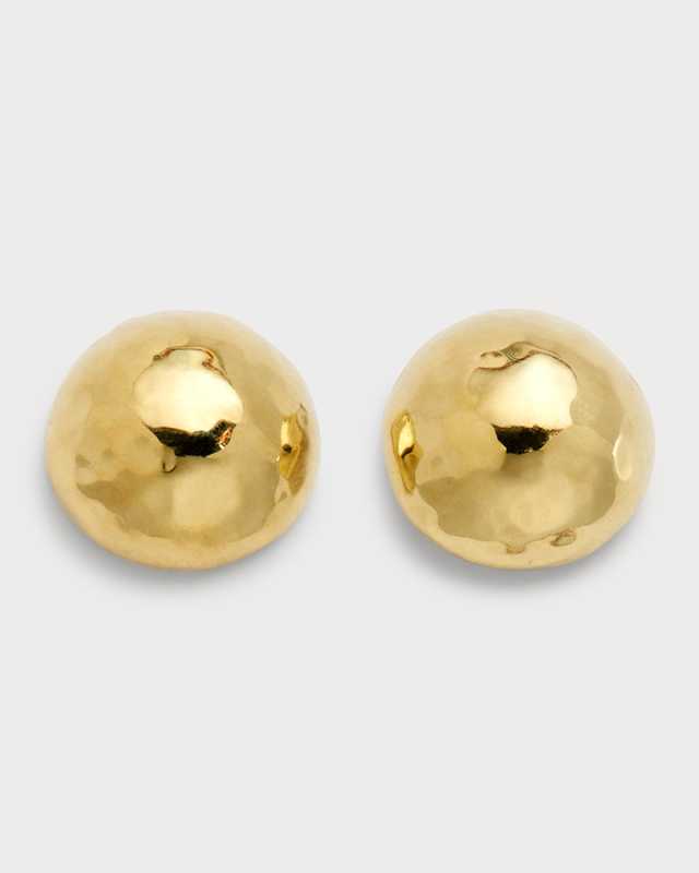 Small Hammered Pinball Stud Earrings in 18K Gold