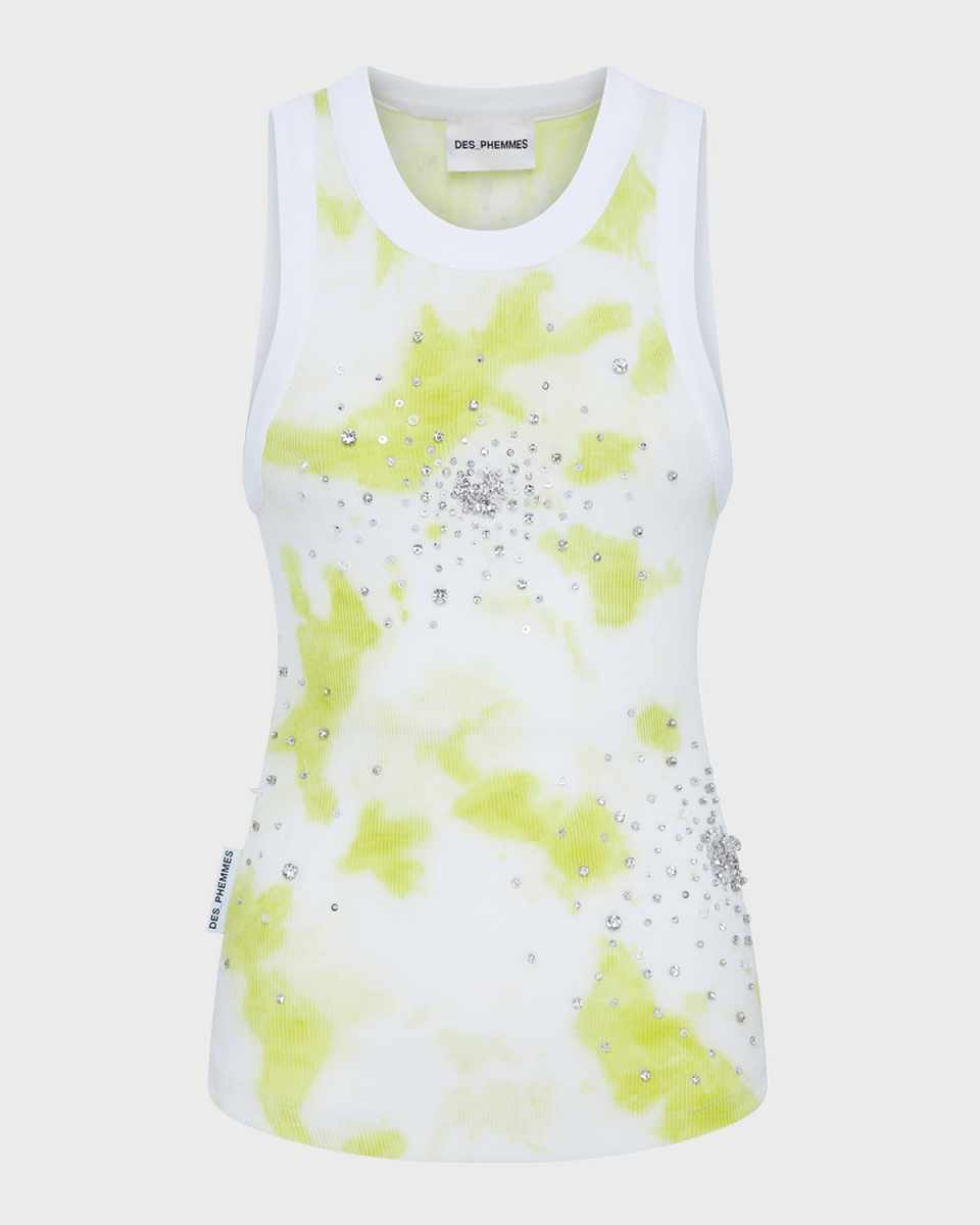 Tie-Dye Splash Embroidered Tank Top