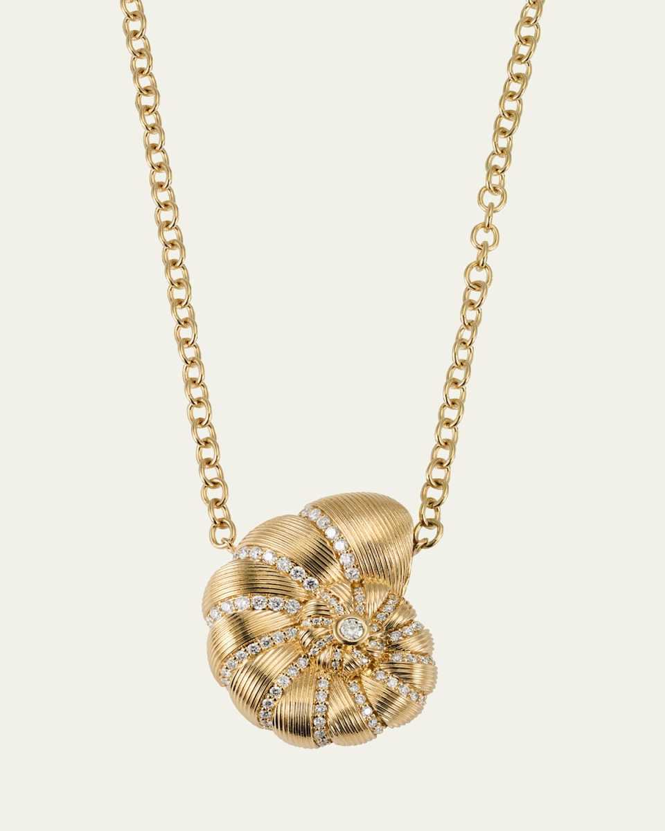 14K Fluted Nautilus Shell Necklace