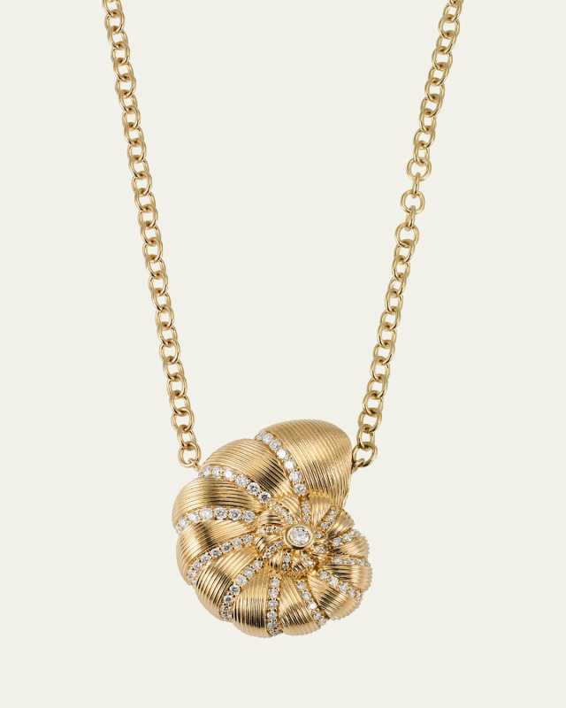 14K Fluted Nautilus Shell Necklace