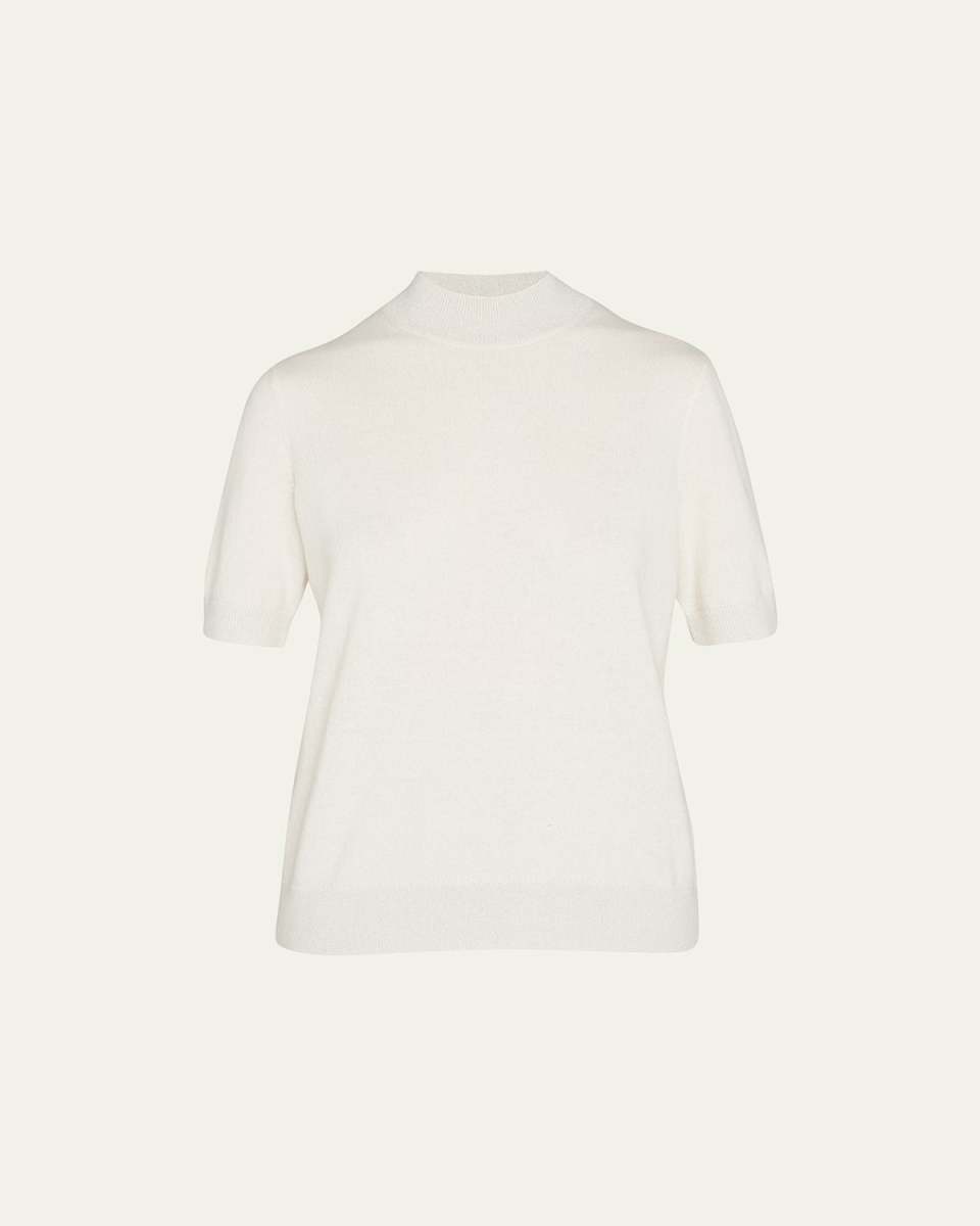 Cashmere Mock-Neck Sweater with Metallic