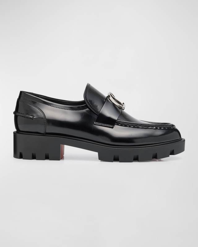 Patent Medallion Red Sole Loafers