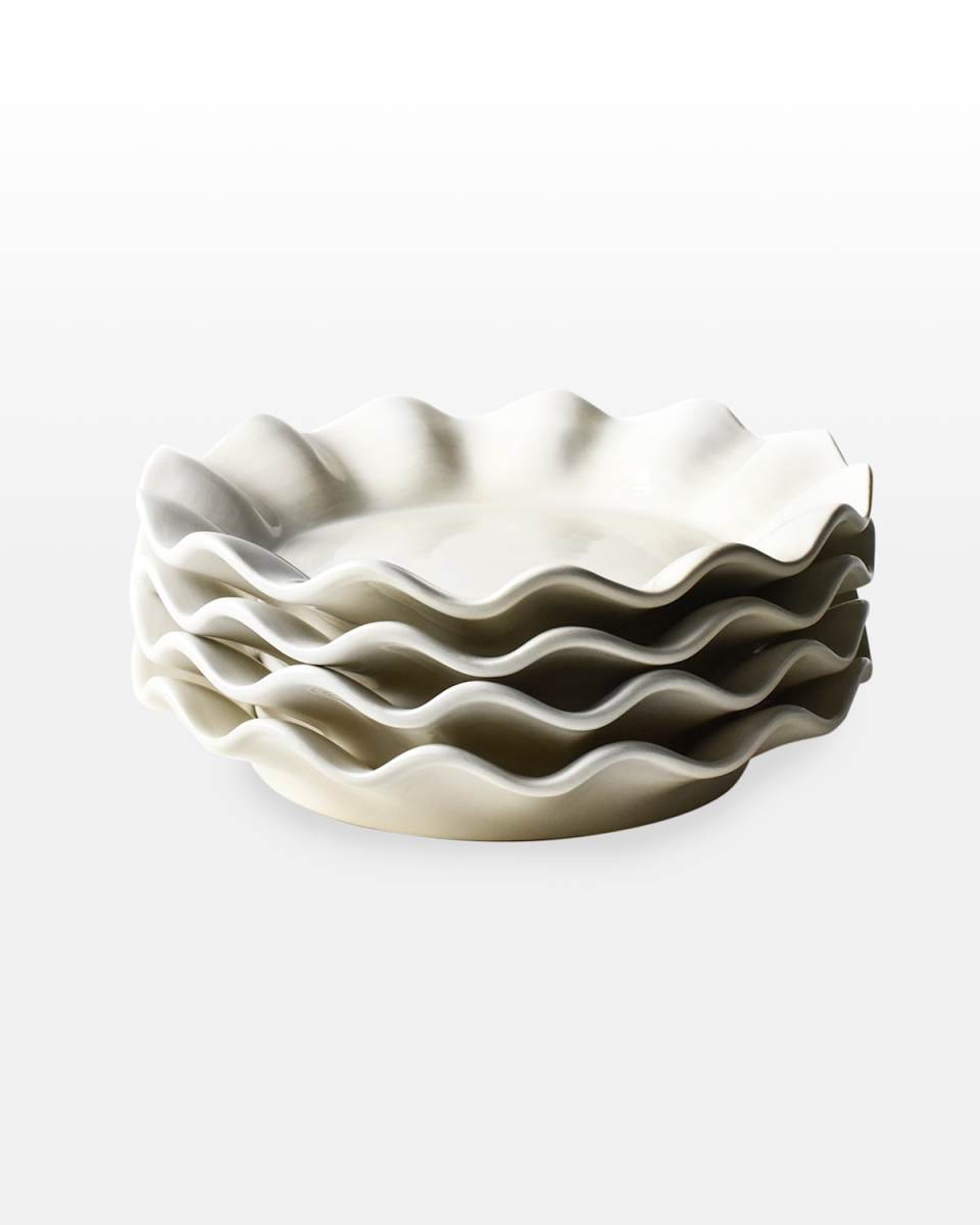 Signature White Ruffle Salad Plates, Set Of 4
