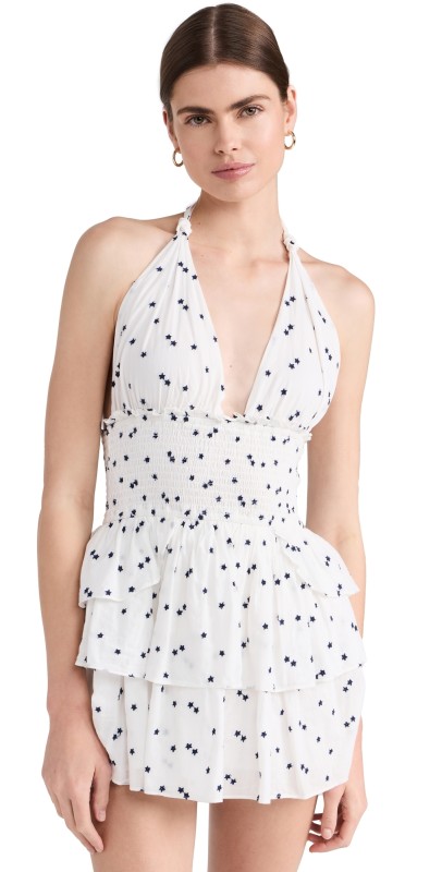 LoveShackFancy Deanna Halter Dress Ivory Starlight