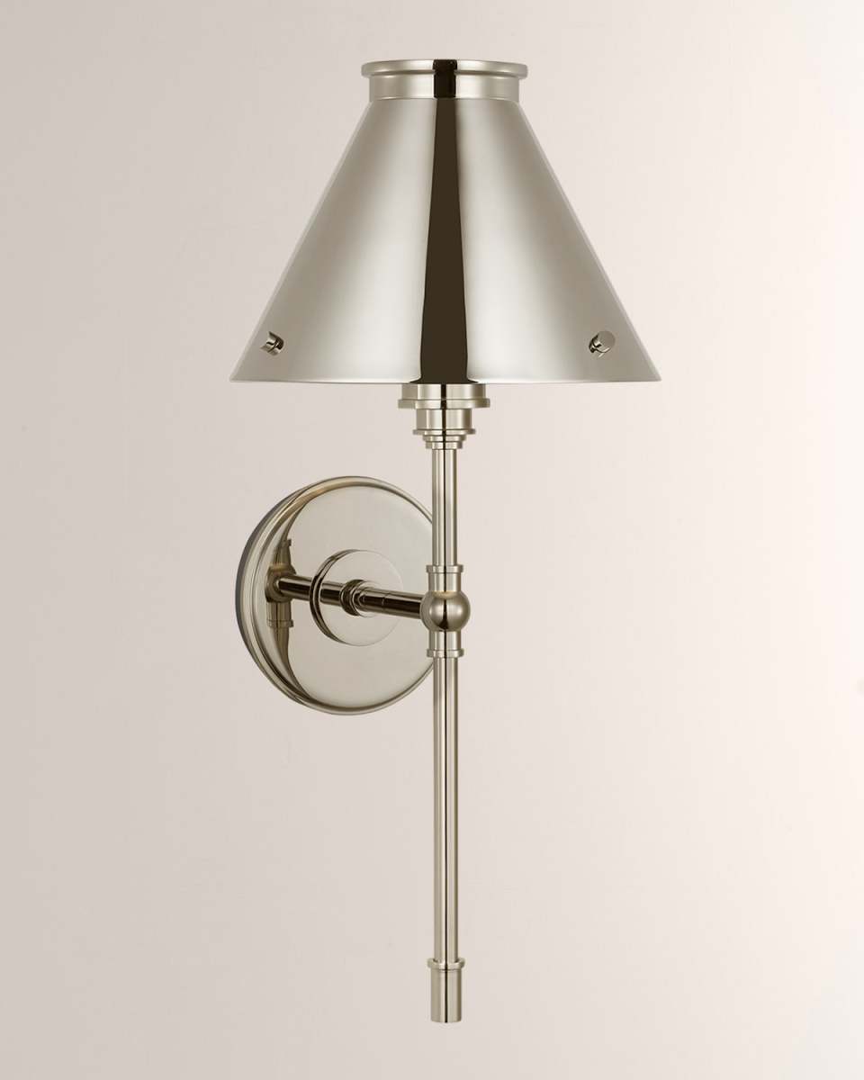 Parkington Large Tail Sconce in Polished Nickel by Chapman & Myers