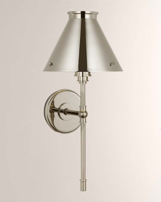 Parkington Large Tail Sconce in Polished Nickel by Chapman & Myers