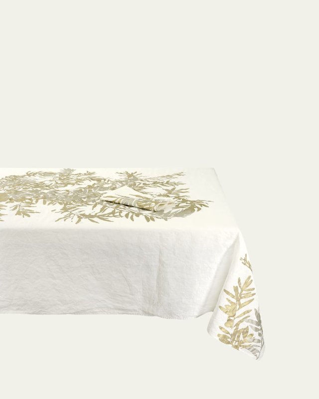 Leccino on Natural Linen Tablecloth, 57" x 98"