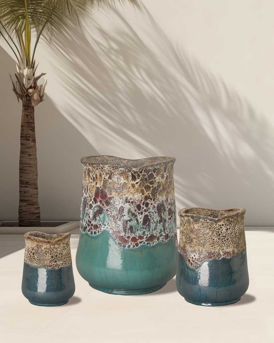 Ceramic Sack Planters, Set of 3