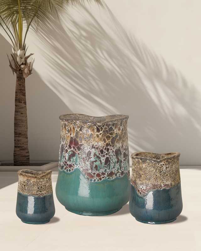Ceramic Sack Planters, Set of 3