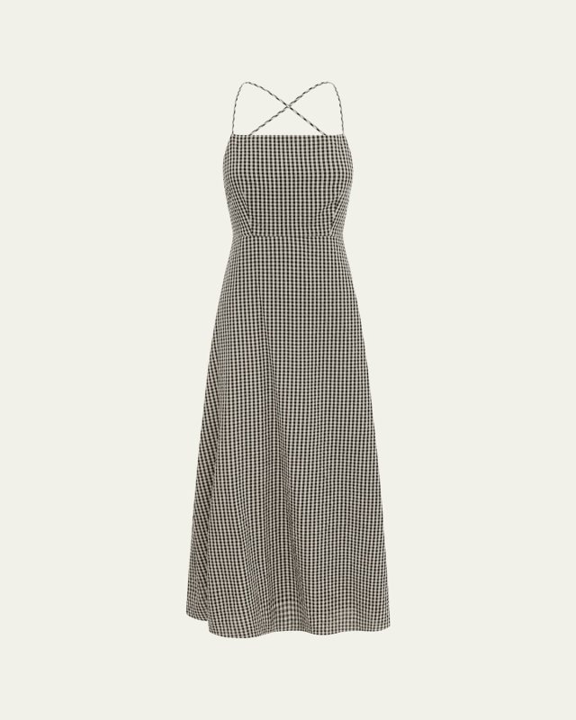 Lori Open-Back Cotton Gingham Midi Dress