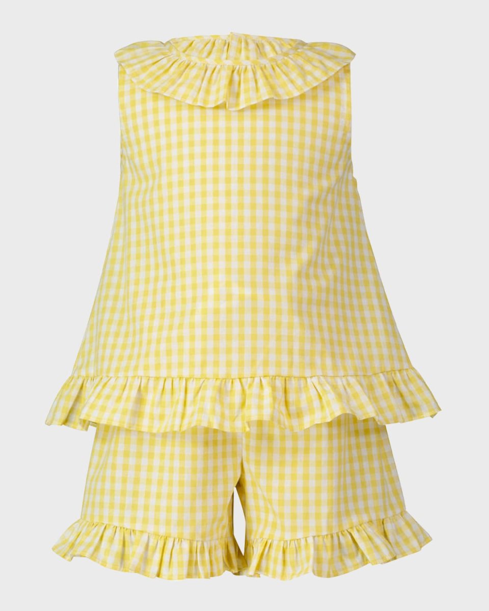 Girl's Gingham Frill Top & Shorts Set, Size 2-10