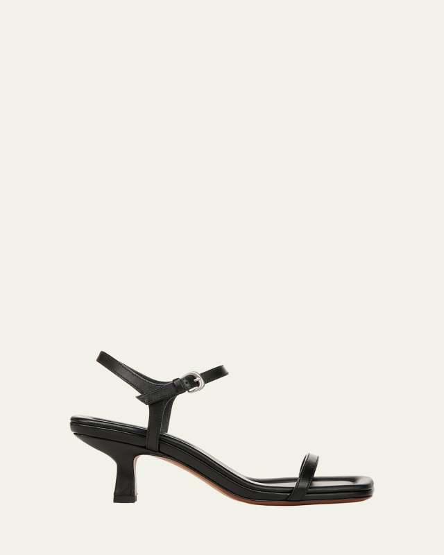 Coco Leather Kitten-Heel Sandals