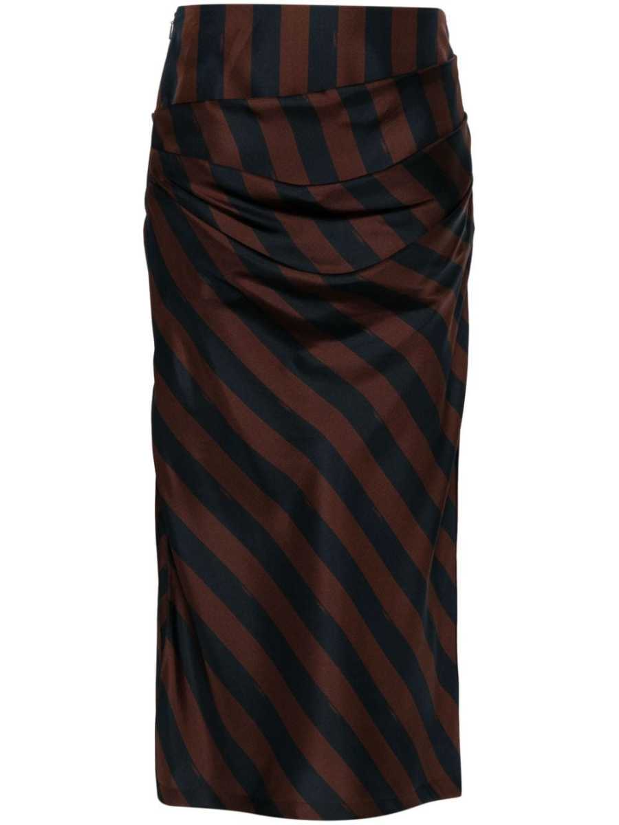 Pequin-stripe midi skirt