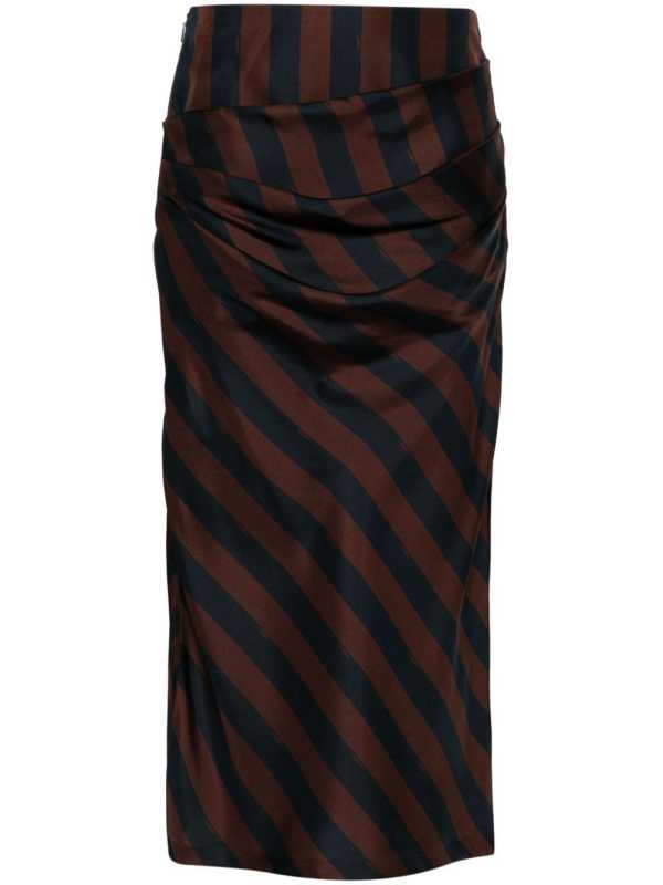 Pequin-stripe midi skirt