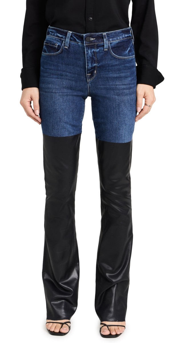 L'AGENCE Ruth High Rise Straight Jeans Magnolia/Black Coated
