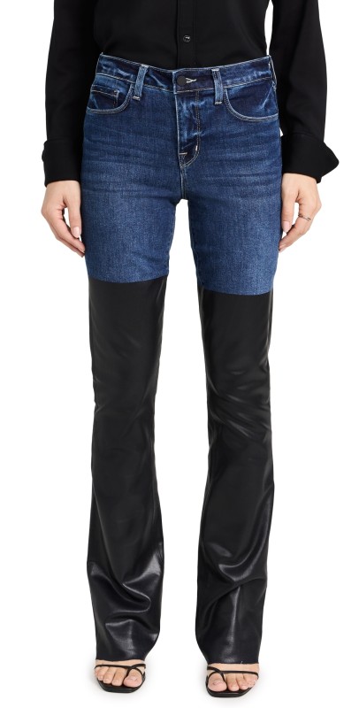 L'AGENCE Ruth High Rise Straight Jeans Magnolia/Black Coated