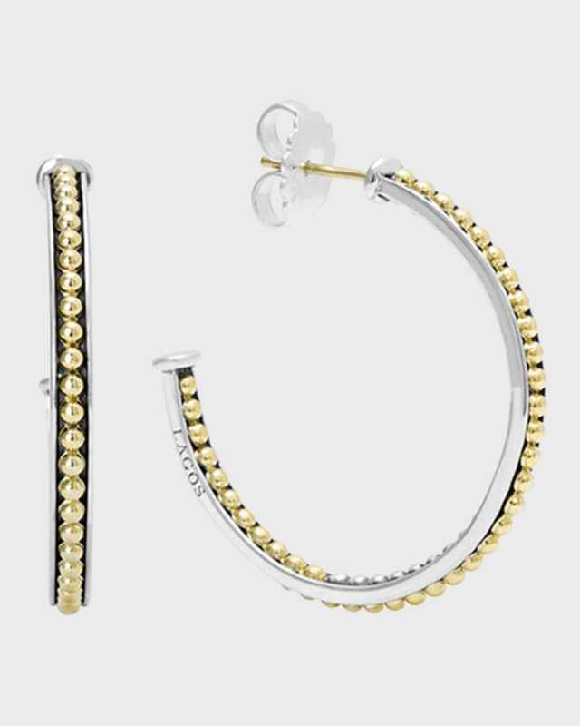 35mm Sterling Silver & 18k Enso Hoop Earrings