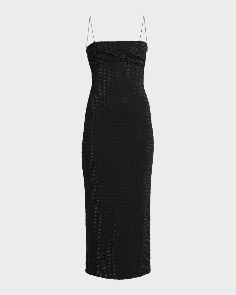 Crystal Strass Empire-Waist Sleeveless Midi Dress